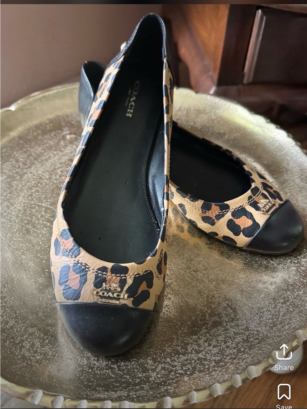 COACH leopard Chelsea Ocelot ballet flat $249 retail size 7.5-8